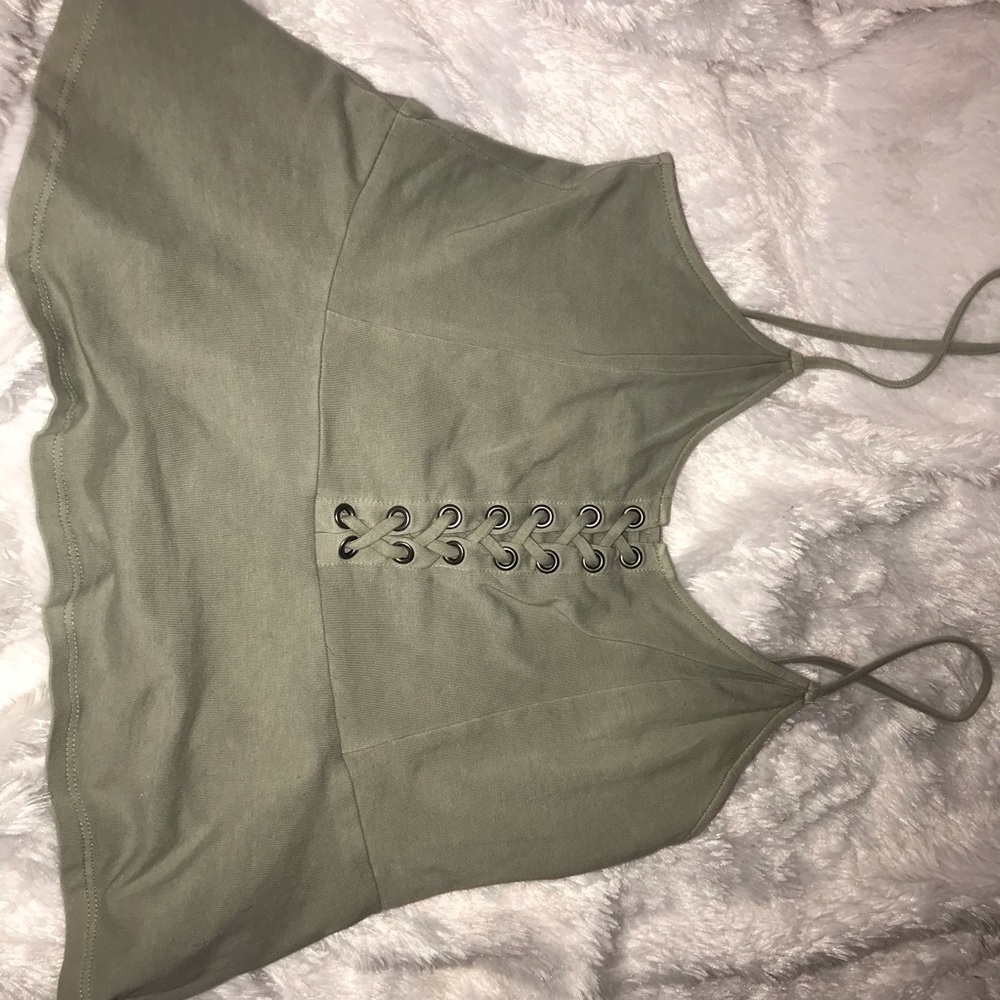 Olive Green American Eagle Crop Top